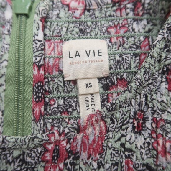 La Vie Rebecca Taylor Floral Dress XS Boho Fairy Smocked Romantic - Picture 7 of 12